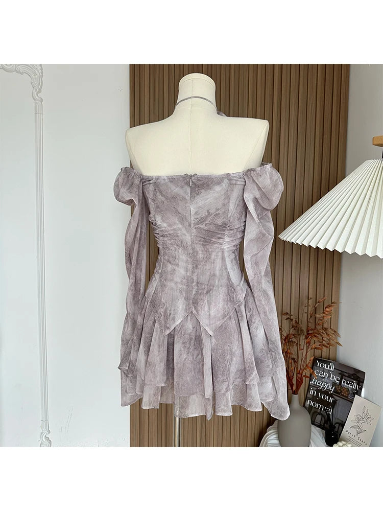 Aiertu Women A-line Luxury Dress Elegant Long Sleeve Mini Evening Dress Harajuku Vintage 90s Y2k One Piece Frocks 2000s Clothes Autumn Aiertu