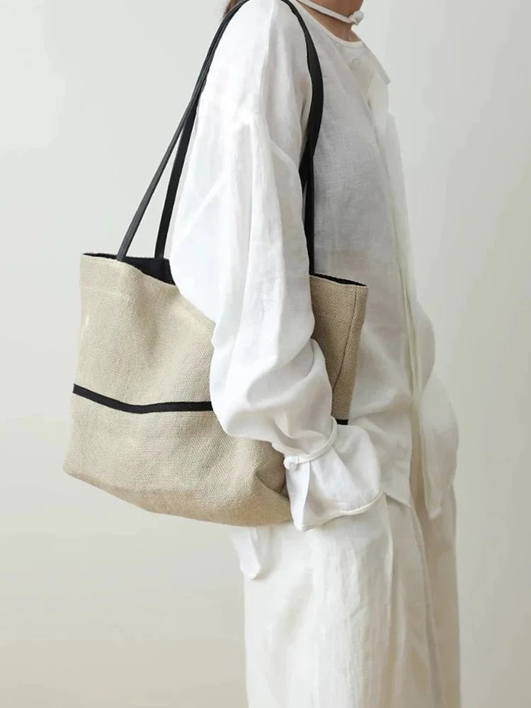 AIERTU  -  Canvas Tote Bag for Women New Japanese Large Capacity Cotton Linen Shoulder Commuting Tote Bags Aiertu