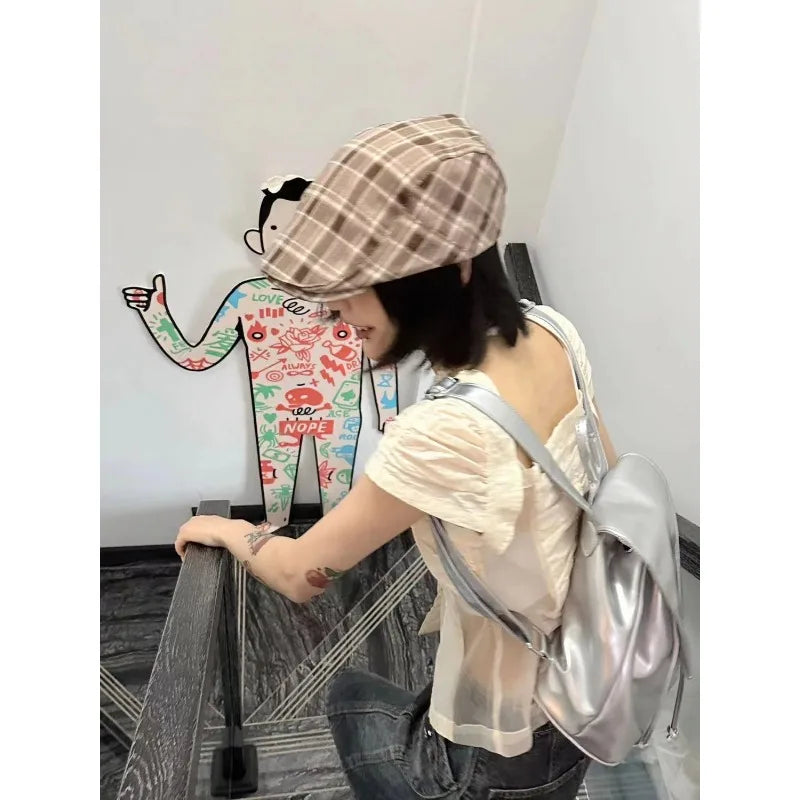 Aiertu Y2K Vintage Women's Blouse See Through Short Sleeve Slim Shirts Japanese 2000s Style Summer Gyaru Streetwear Cardigan Aiertu