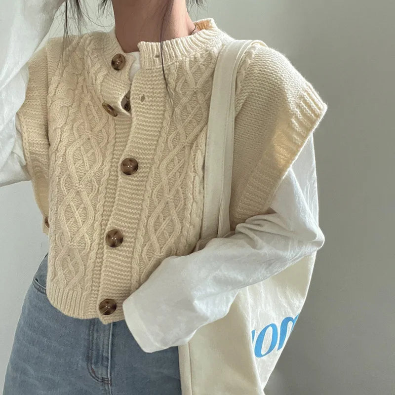 AIERTU  -  Button-knitted Cardigan Vest Women's Women's Soft Waxy Gentle Wind Sweater Vest Women Aiertu