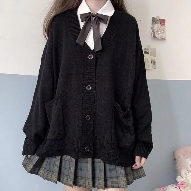 AIERTU  -  Girly Knitted Sweater Cardigan Long-sleeved Jacket College Style Autumn and Winter Sweater Women Aiertu