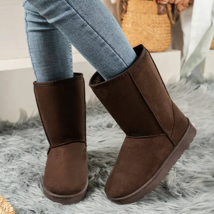 Women Shoes on Sale High Quality Winter Slip-on Mid-calf  Women Boots Fashion Solid Casual Snow Boots Large Size Platform Boots Aiertu