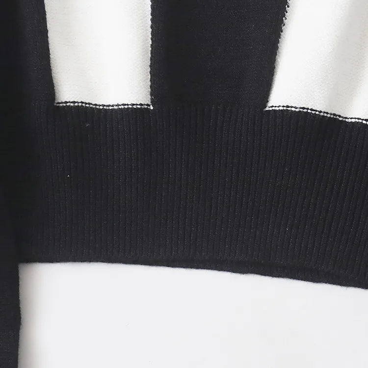 AIERTU  -  Trendy Women Autumn Plaid Knitted Crop Sweater Long Sleeve Pullover Knitwear Short Jumper Aiertu