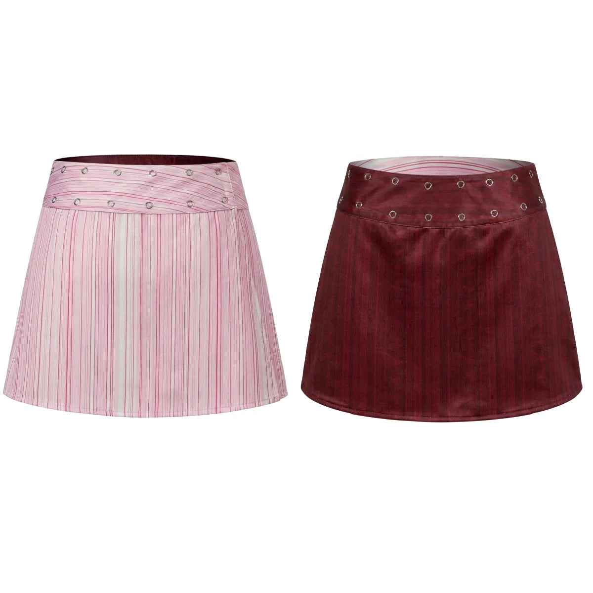 AIERTU  -  Summer Double Side Striped Mini Skirt for Women High Waist Buttons Short Skirt for Daily Life Party Streetwear Aiertu