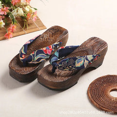 AIERTU  -  New Women's Japanese Style Crescent Geta Sandals Solid Color Modified Platform High Heel Thong Slippers For Cosplay Aiertu