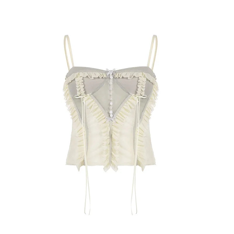 Aiertu Y2k Two Piece Set Outfit Aesthetic Fairy Grunge Mesh Irregular Short Skirt And Crop Top 2023 Summer Chic Women Matching Sets Aiertu