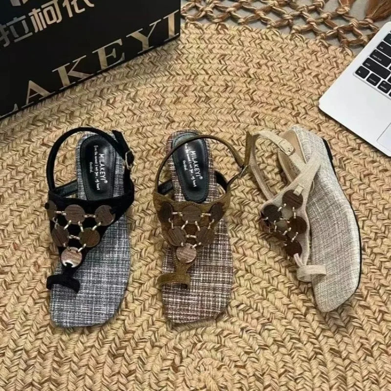 AIERTU  -  Women's Wedge Sandals Summer New Flat Comfort Sandals Fashion Trendy and All-match Beach Women's Shoes Sandalias De Mujer Aiertu