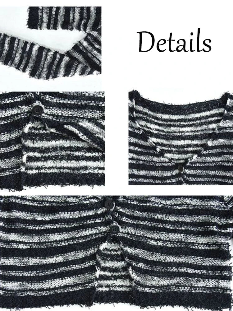 Aiertu FALL OUTFIT Cardigan Women Slim Popular All-match Leisure V-neck Autumn Lovely Knitting Daily Striped Ladies Elegant Korean Style Sexy New aiertu