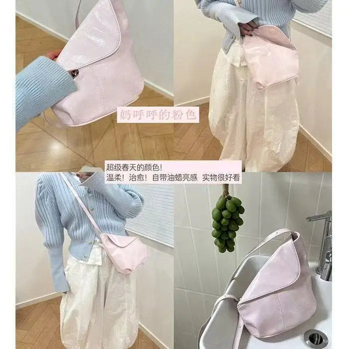 AIERTU  -  Spring New Niche Design Oil Wax Leather Practical Single Shoulder Crossbody Bag Aiertu