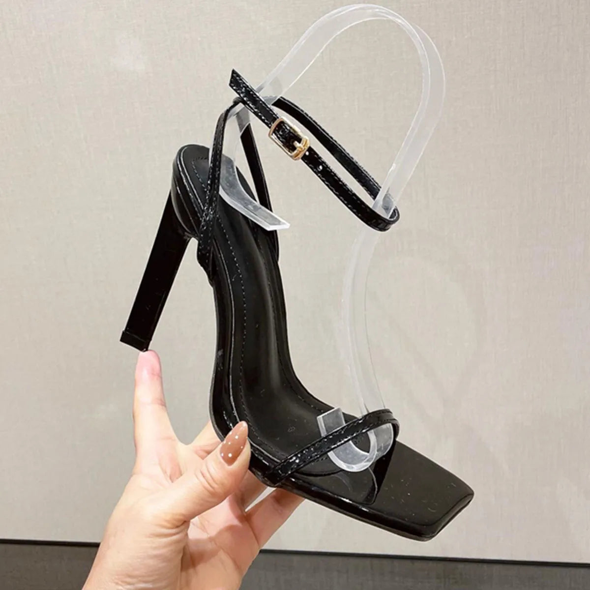 AIERTU  -  Strappy Heels for Women Heeled Sandals Square Toe Heel Ankle Strap Stiletto High Heels Dress Shoes Aiertu