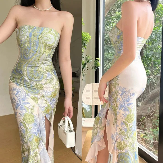 AIERTU  -  Retro High-end Banquet Dress Cheongsam New Chinese Temperament Floral Beautiful Top Dress Women Aiertu
