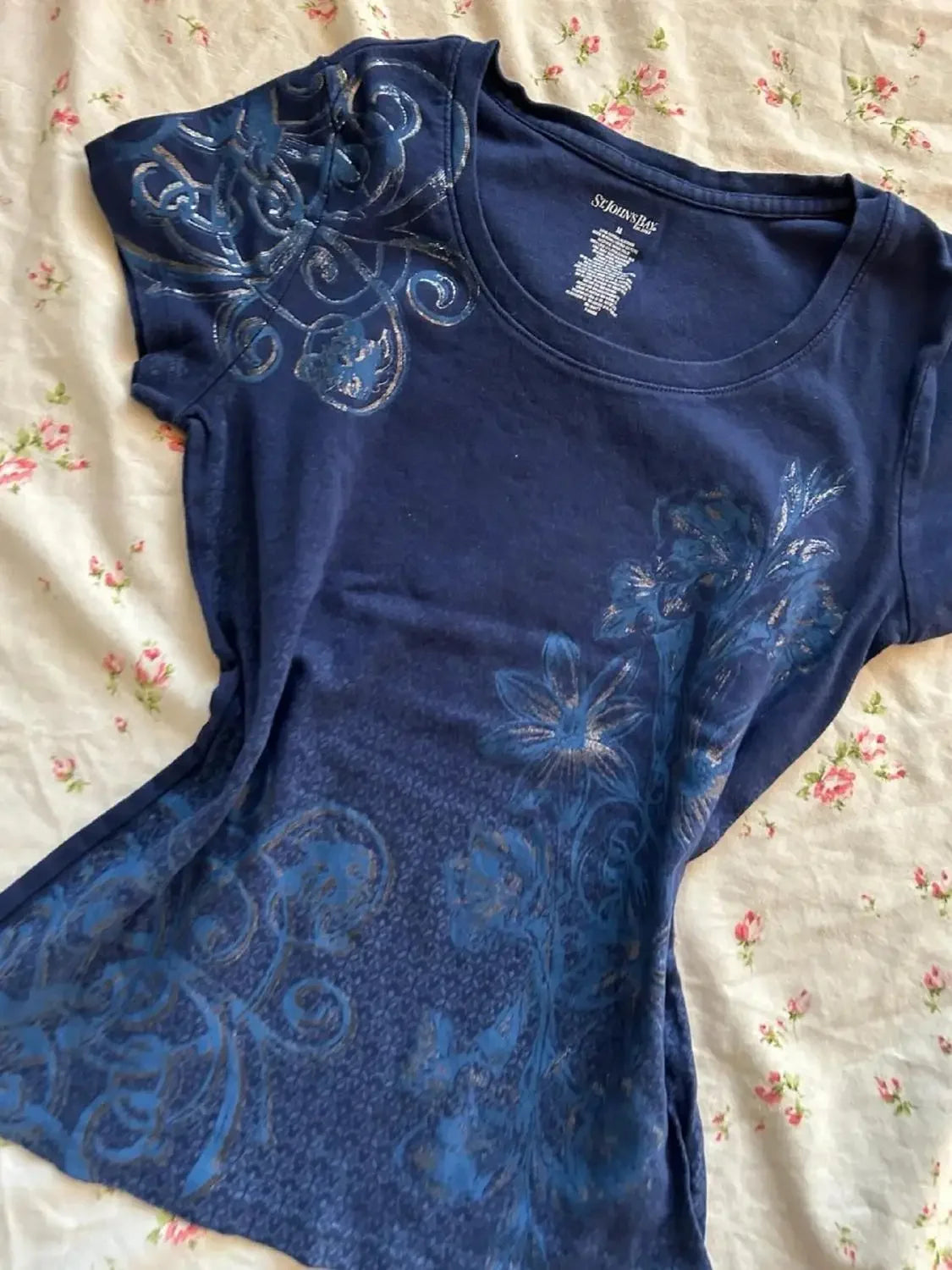 AIERTU  -  Y2K summer retro floral print women short-sleeved ins round neck casual street clothing T-shirt basic ladies top Aiertu