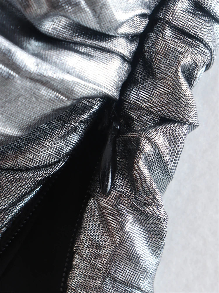 Aiertu  Summer New Metal Texture Asymmetric Sloping Shoulder Y2k Crop Top Ladies Corset Sling Crop Top Aiertu