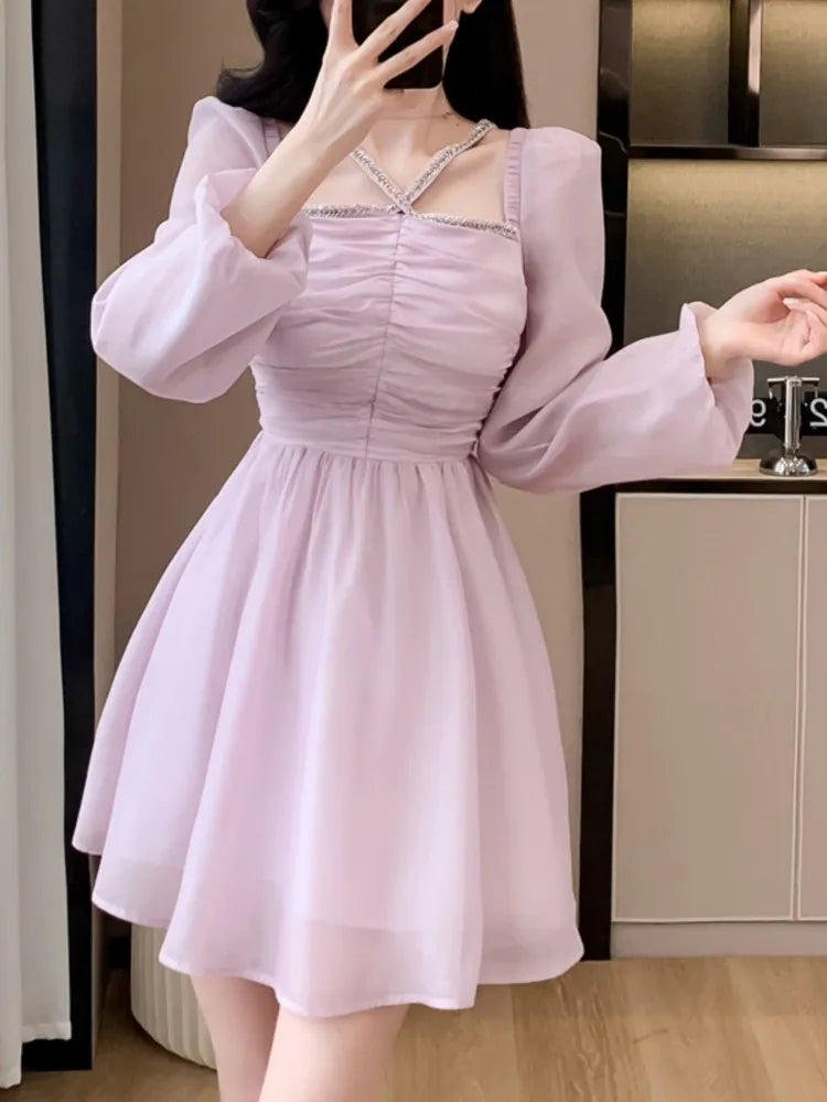 Aiertu Fashion New Women Vintage Elegant Chic Party Dress Long Sleeve Casual Birthday Club Prom Vestidos Female Summer Robe New Clothes Aiertu