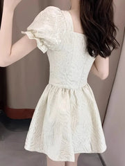Aiertu Summer Women Fashion Elegant Solid Chic Mini Dress Vintage A-Line Birthday Party Clothes Female Vestidos Robe New Aiertu