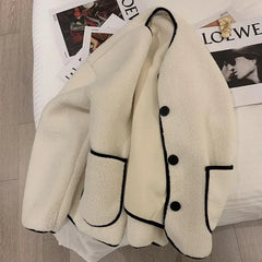 Aiertu Coat Women Wool Woolen Long Sleeve Overcoat Turn Down Collar Ladies Jacket Khaki Autumn Winter Short Woolen Top Korean Aiertu