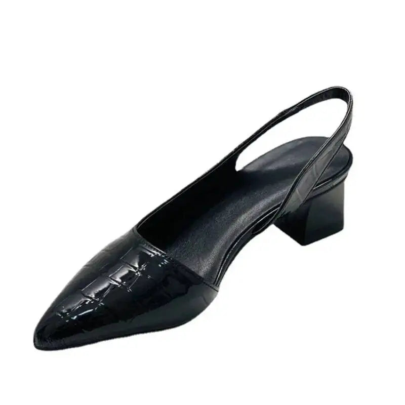 AIERTU  -  Women's Pointed Toes Pumps Mid Chunky Heels Slingback Summer New Vintage Woman Lady Female Sandals Slippers Shoes Aiertu