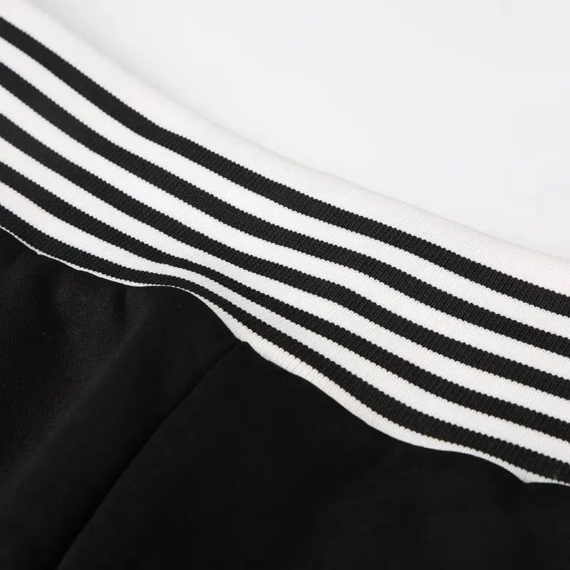 AIERTU  -  American Simple Stripe Casual Trousers Print Slim Knit All-match Office Lady Pants Straight Personalized Streetwear Hip Hop Pant Aiertu