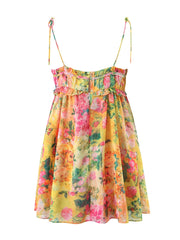 AIERTU  -  Summer Women Multicolor Floral Print Sling Short Dresses  Sexy Sleeveless Female Holiday Boho Beach Robe Aiertu