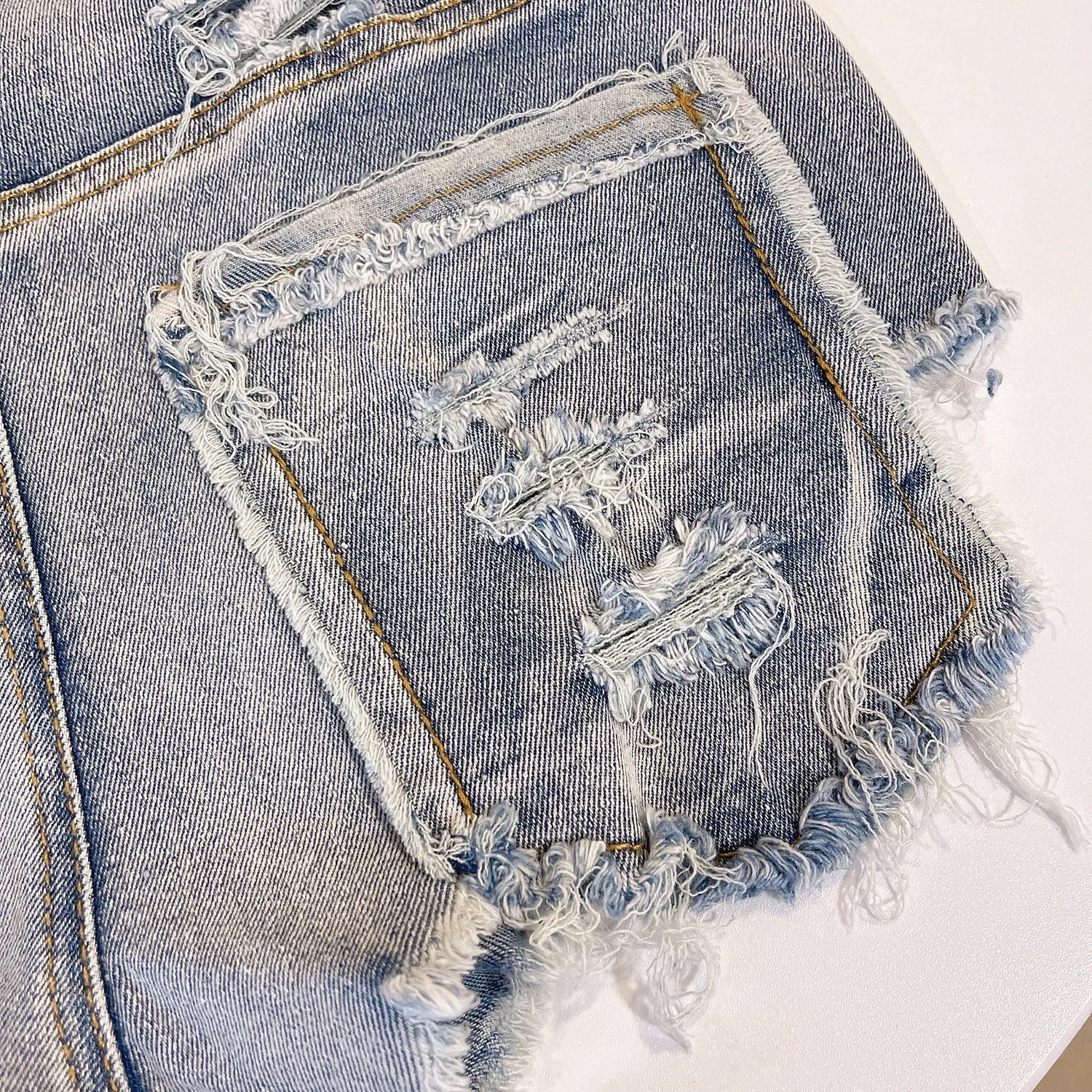 AIERTU  -  New Sexy European American Style High-Waisted Slim Fit Jeans Shorts For Women Fringe Denim Short Pants Funny Casual Aiertu