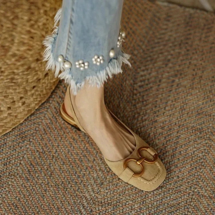 Aiertu  French Vintage Women Sandals Summer 2023 New Elegant Low Heel Shoes Lazy Casual Muller Shoes Designer Women Shoes Aiertu