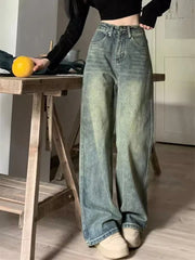 Aiertu  Vintage Washing Y2k Baggy Denim Pants Women  2024 Spring Fashion High Waist Wide Leg Jeans Trouser Casual Streetwear Aiertu