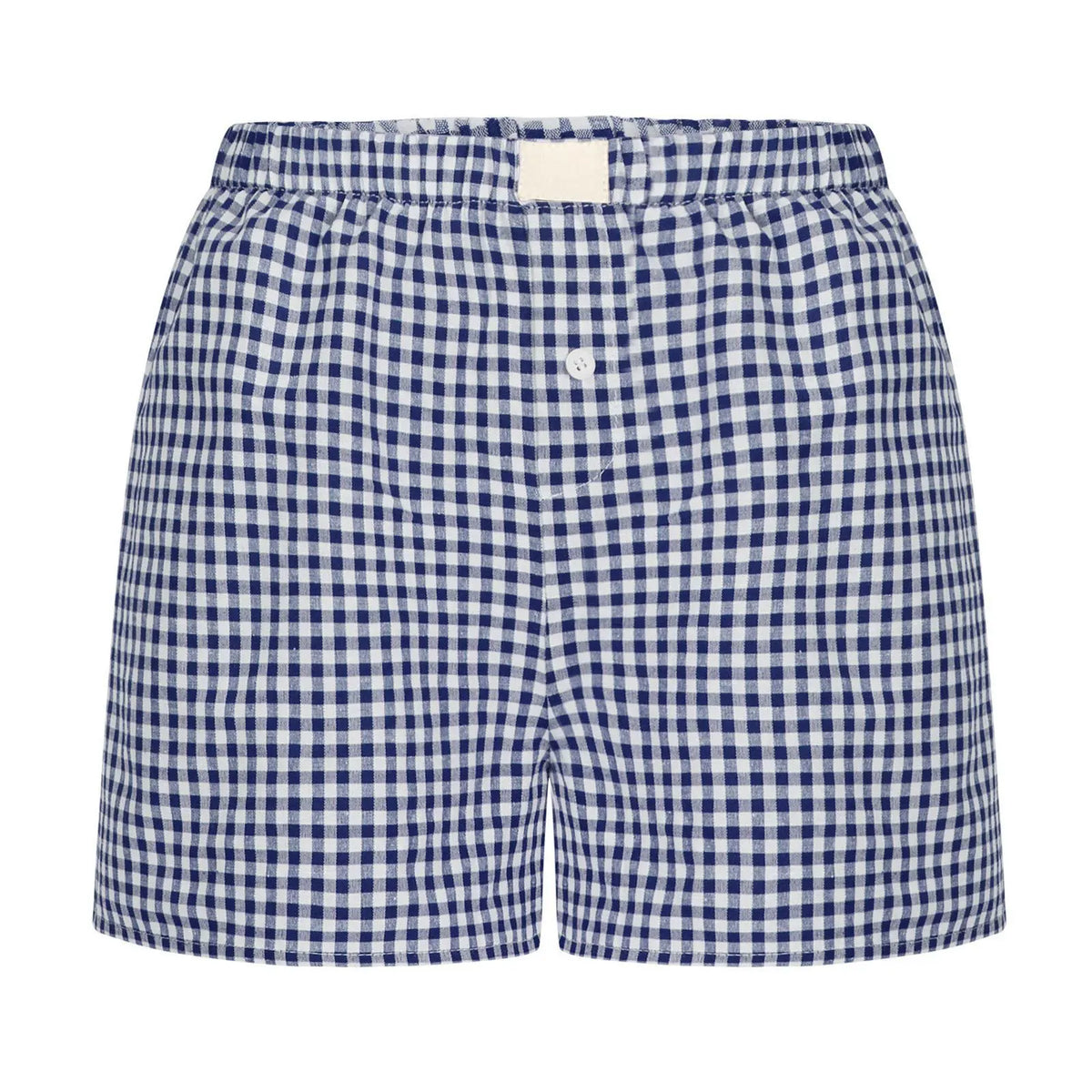 Aiertu Gingham Boxer Shorts for Women Teen-girls Elastic Waistband Pull-on Red Blue Plaid Shorts Outfit Casual Lounge Summer Shorts Aiertu