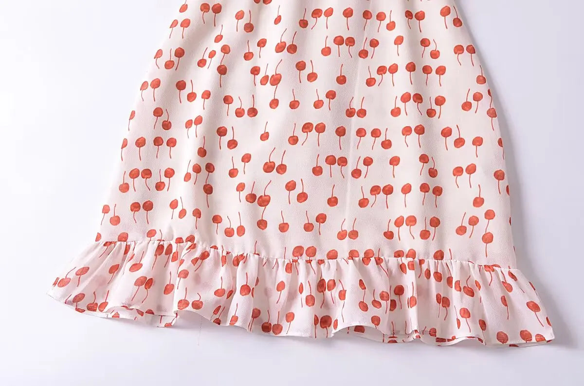 Aiertu 2024 Women French Vintage Floral Print Sling Mini Dress Sexy Sleeveless V Neck Female Holiday Summer Dresses Aiertu