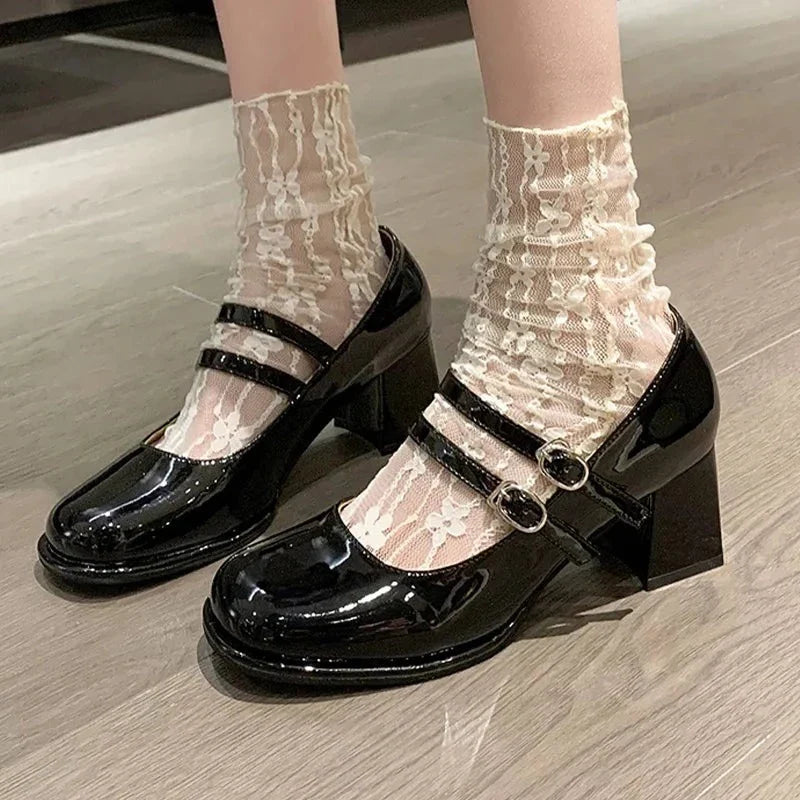 Aiertu - Novelist's Quill Goth  Mary Janes Shoes Dark Academia Kawaii Academia Y2K Cottagecore Coquette Fairycore Dollette Princesscore Aiertu