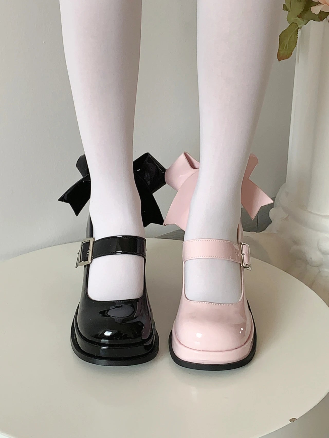 Aiertu Bow Mary Jane High Heels Women Shoes Dress Lolita Shallow Fashion Sandals New 2024 Spring Designer Casual Pumps Aiertu