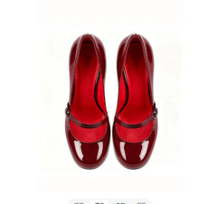 AIERTU  -  New Slim Heel sexy Shallow Mouth 12cm Round Toe Women's Straight Line with Rhinestone Buckle Retro Mary Jane Single Shoe Aiertu