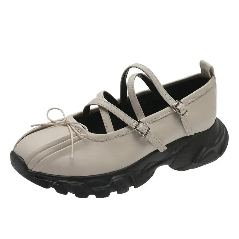 Aiertu Back  to school Summer Chunky Women Sports Shoes Fashion Shallow Butterfly-knot Platform Flat Shoes Ladies Casual Outdoor Mary Jane Shoes Aiertu