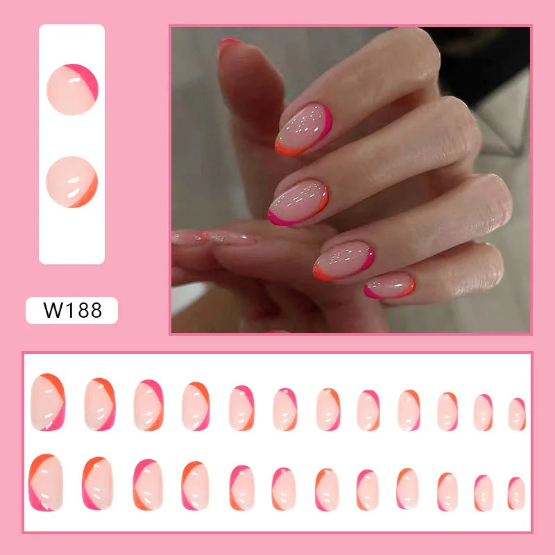 Aiertu 24pcs/Box Ballerina Nail Tip Purple with Design Manicure Patches Fresh Floral Almond False Nails Press on Med Nails Detachable Aiertu