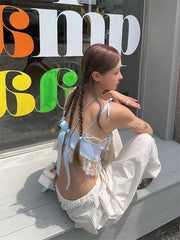 Aiertu Lace Spliced Strap Tank Top Women Summer Camisole New Spicy Girl Sexy Fashion Versatile Outer wear Slim Crop Top Women Clothing Aiertu