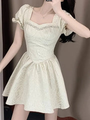 Aiertu Summer Women Fashion Elegant Solid Chic Mini Dress Vintage A-Line Birthday Party Clothes Female Vestidos Robe New Aiertu