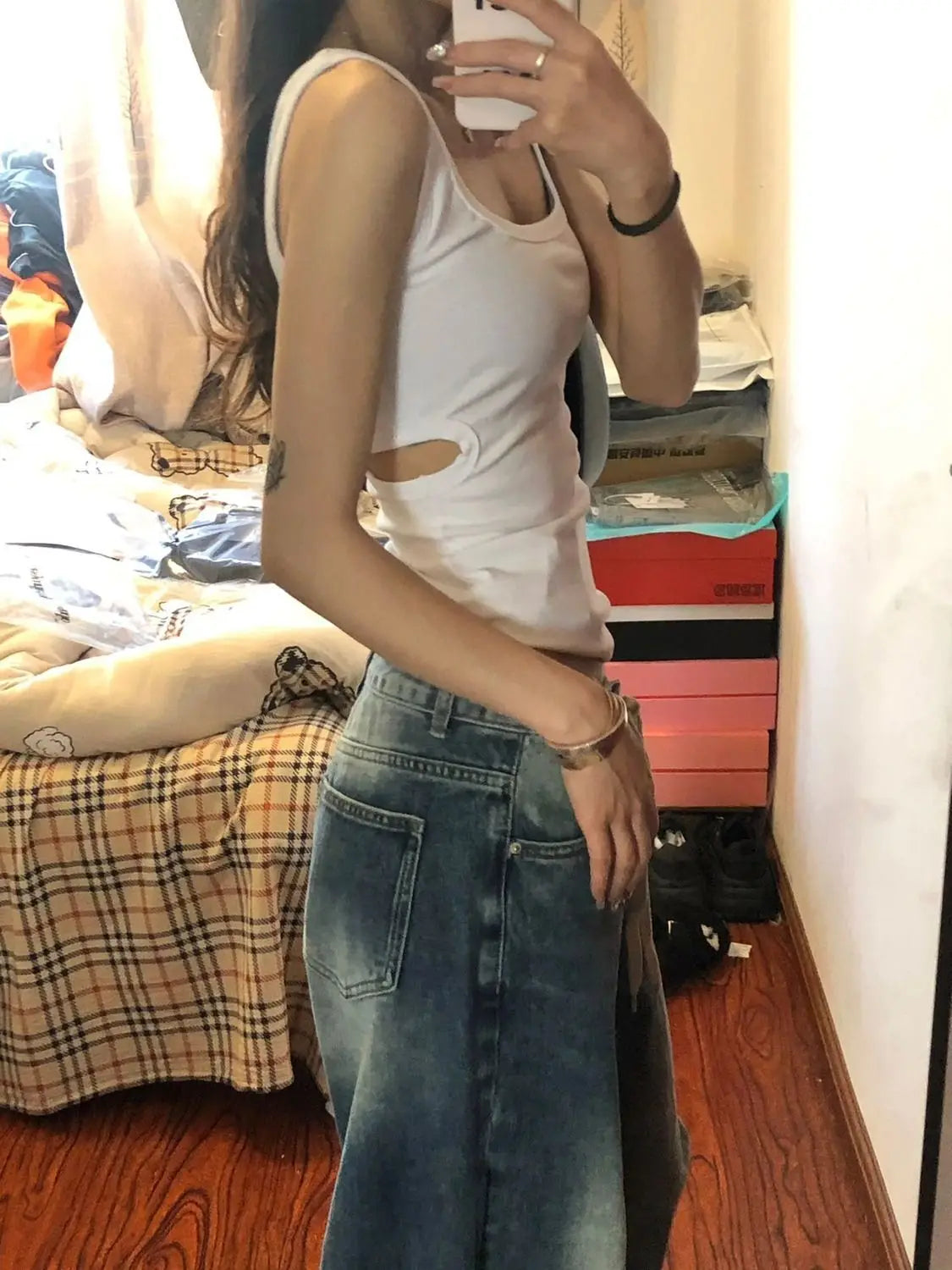Aiertu Harajuku Vintage Drawstring High Waist Loose Jeans Autumn Pants Winter Women's Y2K Wide Leg Baggy Streetwear Denim Trouser Aiertu