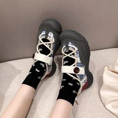 Aiertu Back  to school Ugly and Cute Big-headed Versatile Thick-sole Sneakers Women's Spring and Autumn Student Internet Celebrity High-end Sneakers Aiertu