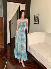 Aiertu A Minimalist And Luxurious Dress For Women, With A Summer Halo Dyeing Temperament And A Slim Fitting Seaside Strap Long Dress Aiertu