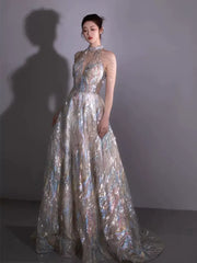 Aiertu Shining Evening Dresses 2024 Halter Floor Length Long Prom Dresses Shining Sequins Beads Aiertu