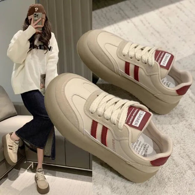 Aiertu Thick Soles Increase Shoes for Women 2024 Autumn Sneakers Korean Version Retro Fashion All Wear Light Sports Casual Board Shoe Aiertu