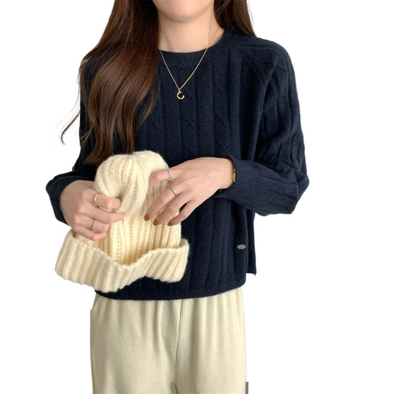 AIERTU  -  Autumn Winter New Arrival Red Crew Neck Pullover Sweater Knit Base Layer Fashion Casual Loose Versatile Women Top Aiertu