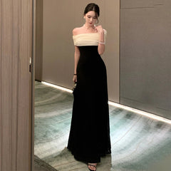 AIERTU  -  French High End Elegant Long Evening Dress Women's Sleeveless Backless Off Shoulder Slim Dress Fashion Chic Party Banquet Robe Aiertu