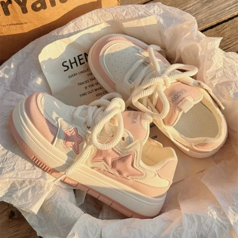 Aiertu 2024 New Korean Shoes Kawaii Pink Platform Sneakers Women Vintage Vulcanize Spring Summer Casual Tennis Female Flats Footwear Aiertu