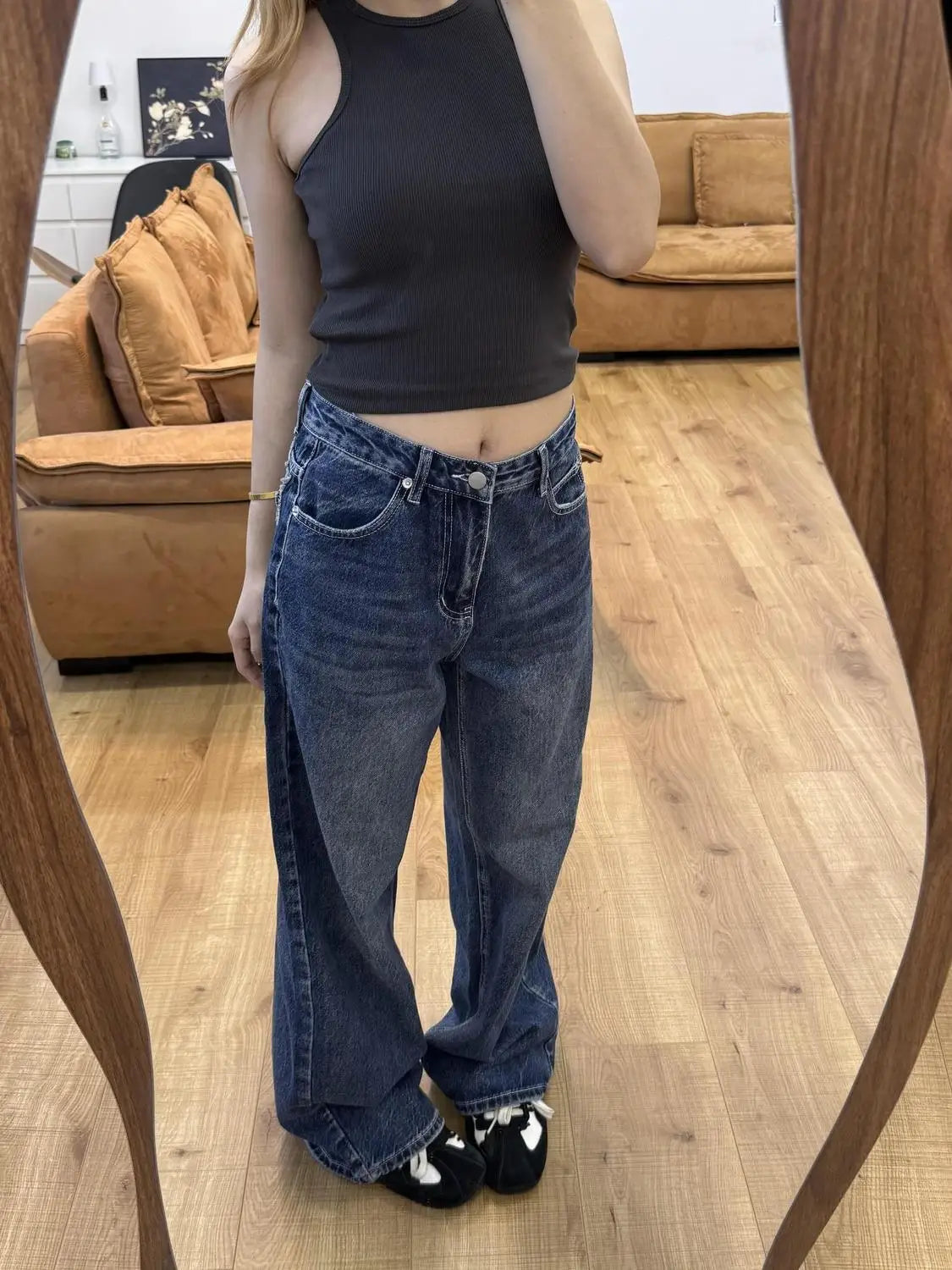 AIERTU  -  American Vintage Star Embroidery Denim Jeans Spice Girls Straight New High Waist Pants Slim Fashion Trendy Hot Sell Wid Leg Pant Aiertu