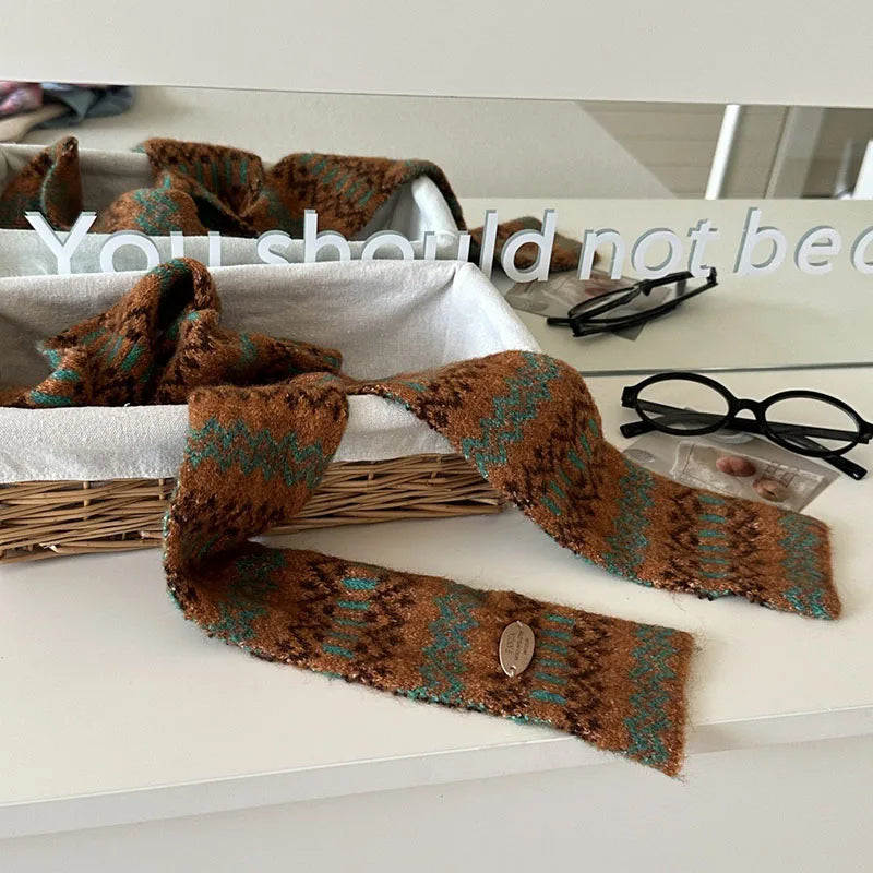 AIERTU  -  Women's Winter Scarf Sweet Warm Fel Island Style Knitted Wool Scarf High End Retro Thickened Warm Woolen Scarf Fashion Scarf Aiertu