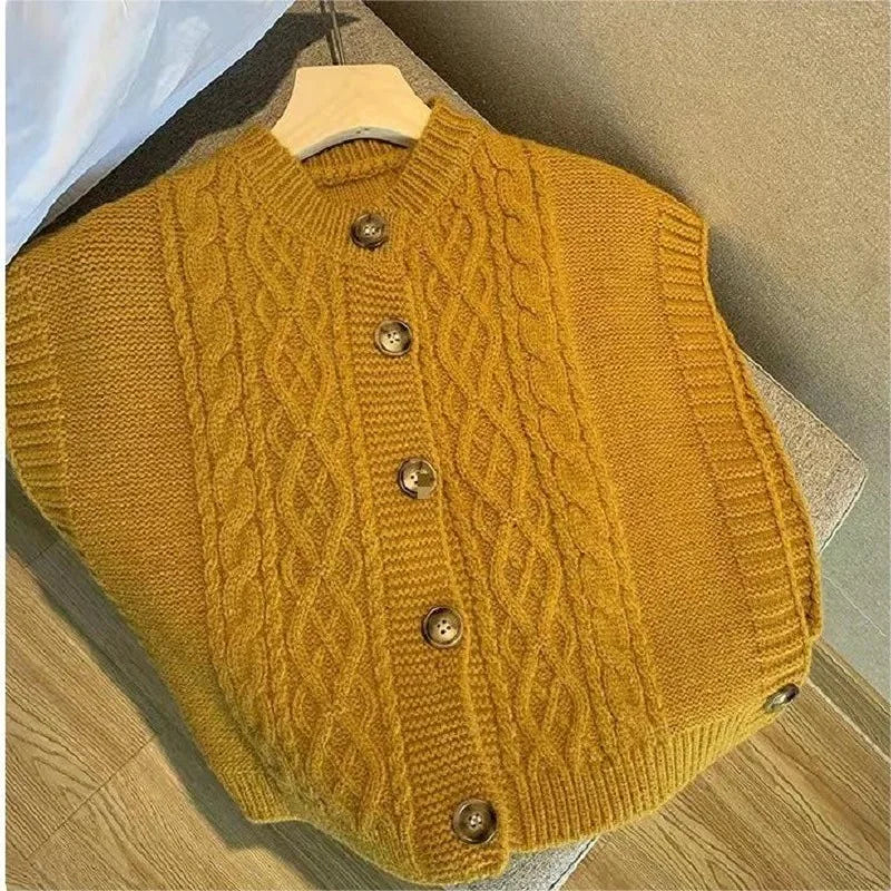 AIERTU  -  Button-knitted Cardigan Vest Women's Women's Soft Waxy Gentle Wind Sweater Vest Women Aiertu