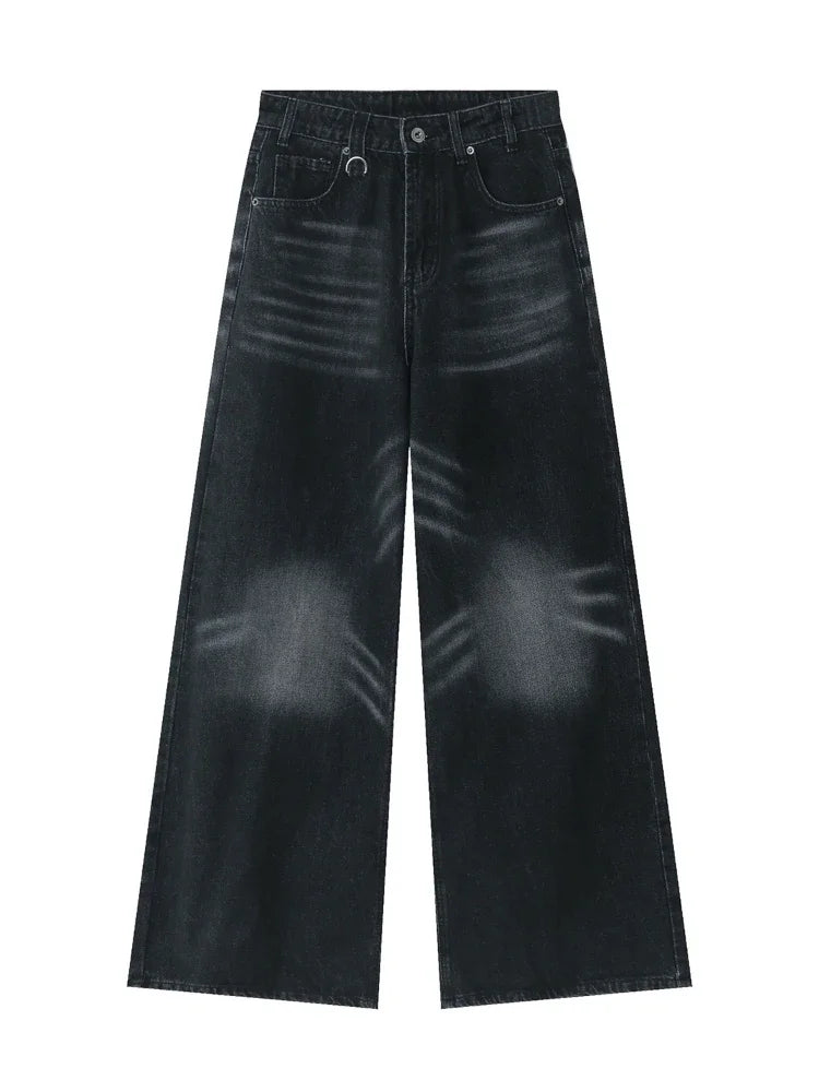 Aiertu Grunge Y2k Black Jeans Women Baggy Vintage Oversized High Waist Denim Trousers Wide Leg  Korean Streetwear Female Retro Aiertu
