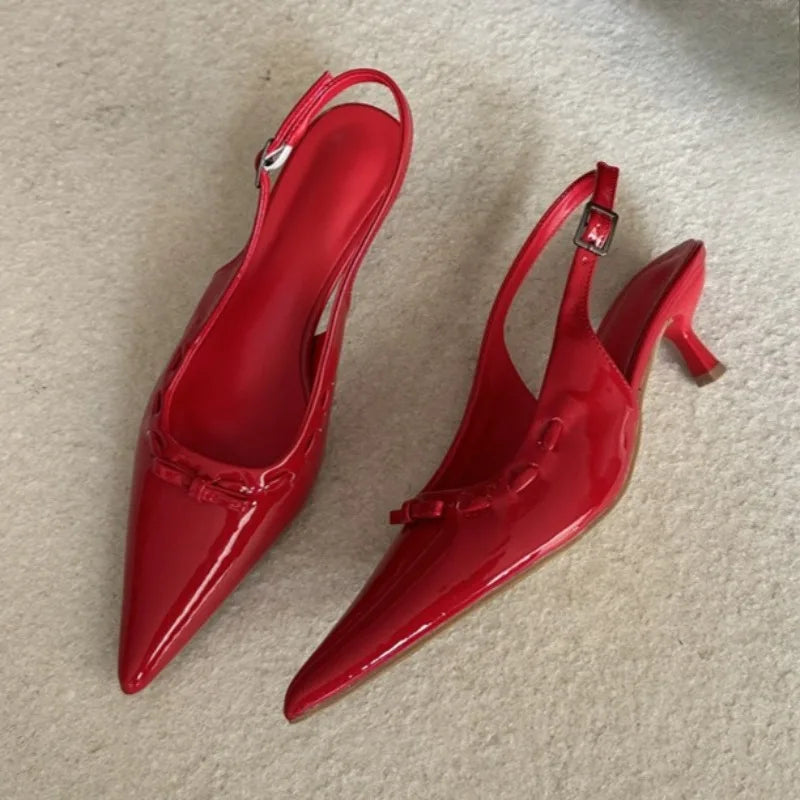 AIERTU  -  Patent Leather Sexy Pointed Toe Women Pumps New 2026 Elegant Slingback High Heels Dress Fashion Bowknot Sandals Tacones Mujer Aiertu