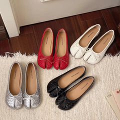 AIERTU  -  New Korean Style Women's Split-Toe Loafers Shallow Cut Ballet Flat Slip-Ons with Comfortable Mary Jane Spring/Autumn Tabis Shoes Aiertu