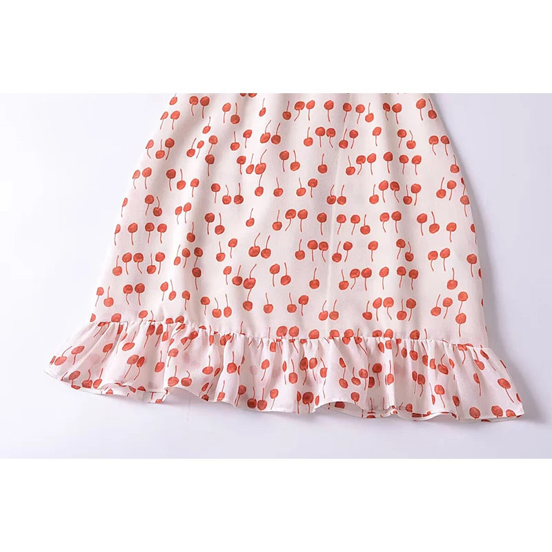 Aiertu 2024 Women French Vintage Floral Print Sling Mini Dress Sexy Sleeveless V Neck Female Holiday Summer Dresses Aiertu